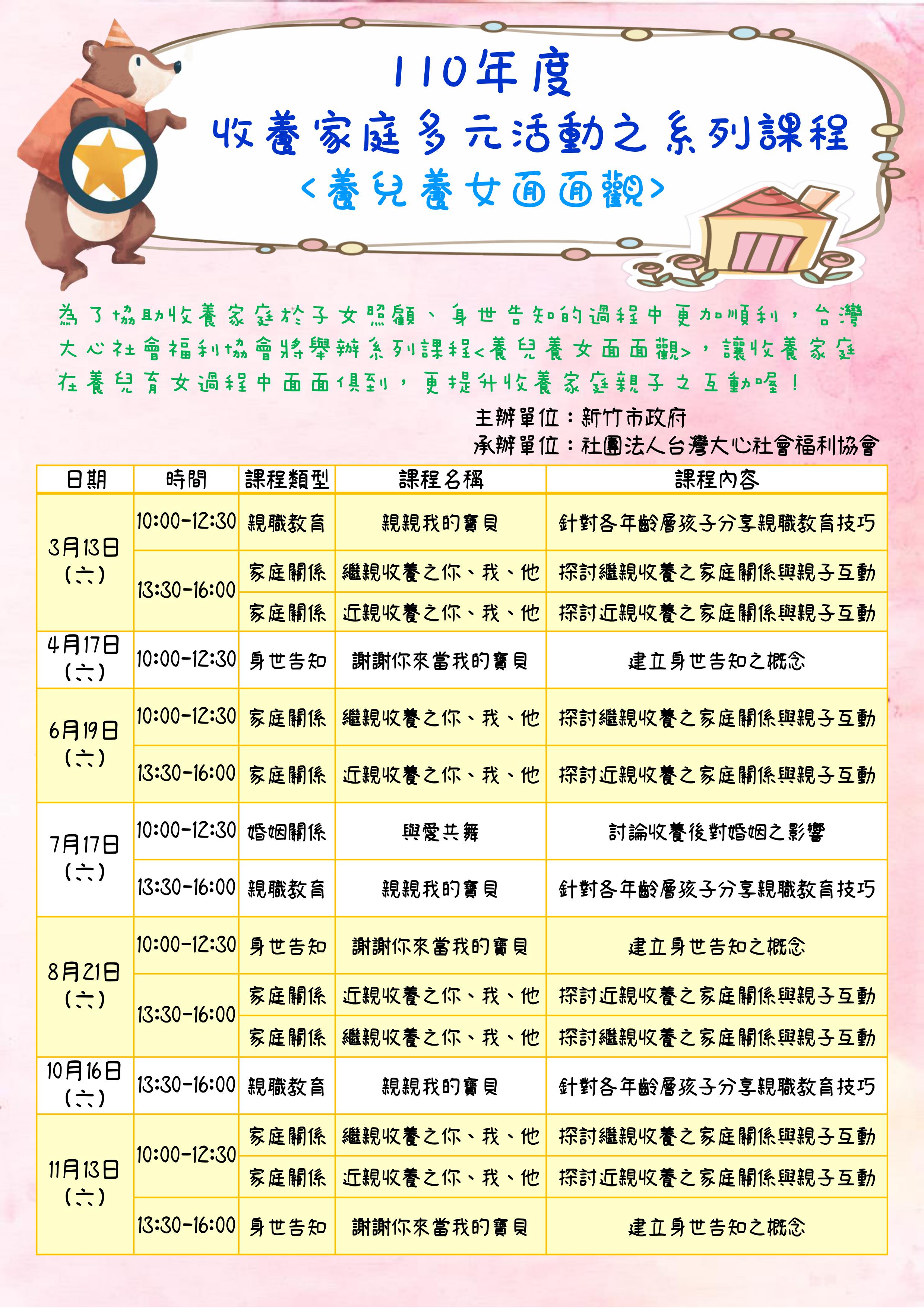 ★ 整年度課程內容與報名表相關細節，請參考下列簡章！